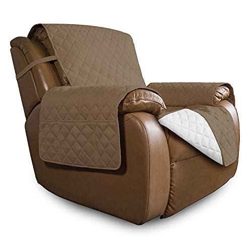 Reversible Couch Cover (Camel/Ivory / Large Recliner)