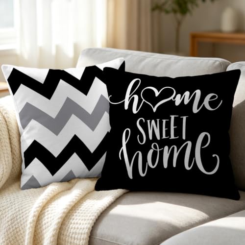 Throw Pillow Covers 18x18 (Black / 18" x 18" (Pack of 4))