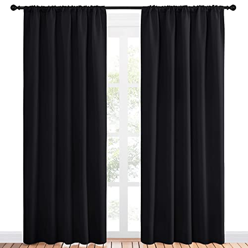 Black Blackout Curtains for Bedroom 52" Wide x 84" Long 2 Panels (Black / 52"W x 84"L (Pack of 2))