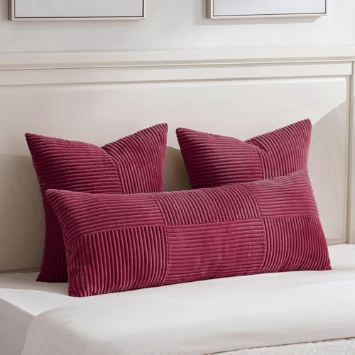 2 Packs Burgundy Euro Decorative Throw Pillow Covers 26x26 Inch for Living Room Bed (Burgundy / 26" x 26" (Pack of 2))