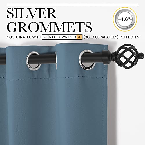 Smoky Blue Blackout Curtains for Cafe 34" Wide x 45" Long 2 Panels (Smoky Blue / 34"W x 45"L (Pack of 2))