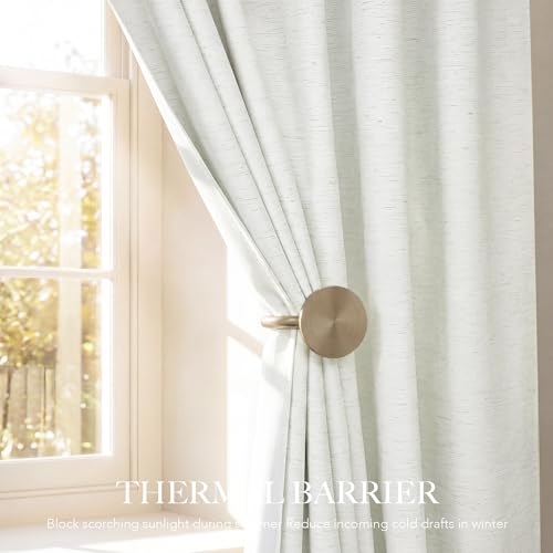 Ivory White 100% Blackout Curtains for Bedroom (Ivory White / 52"W x 96"L (Pack of 2))