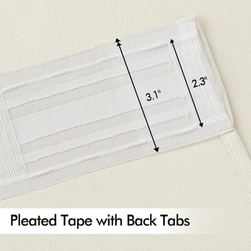 Beige White Back Tab Blackout Curtains 52x90 Inch Long 2 Panels Set (Beige White / 52"W x 90"L (Pack of 2))