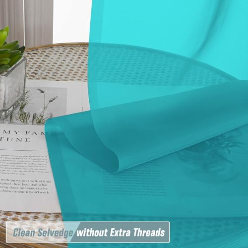 Turquoise Sheer Curtains 90 Inches Long 2 Panels (42"W x 90"L (Pack of 2) / Turquoise)
