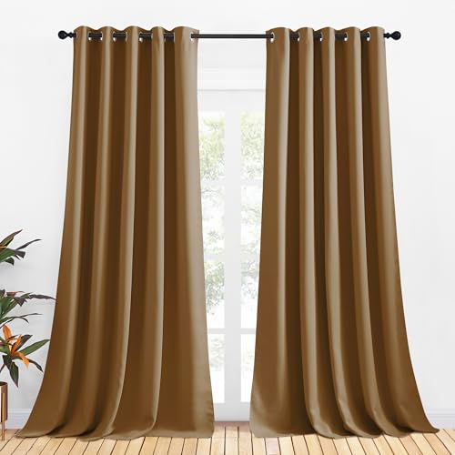 Blackout Curtain Panels for Bedroom (Gold Brown / 70"W x 95"L (Pack of 2))