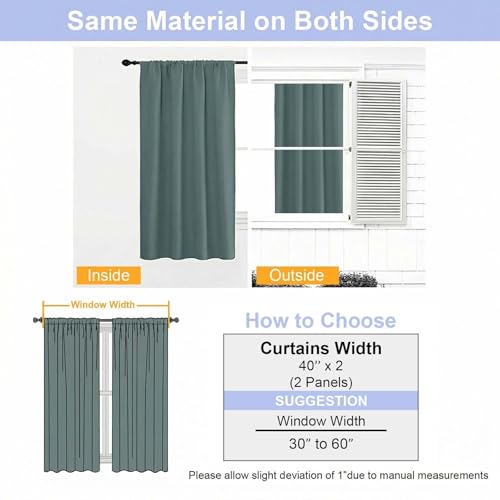 Ava Dark Green Blackout Curtains for Bedroom 84 Inch Length 2 Panels Set (Dark Green / 40"W x 84"L (Pack of 2))