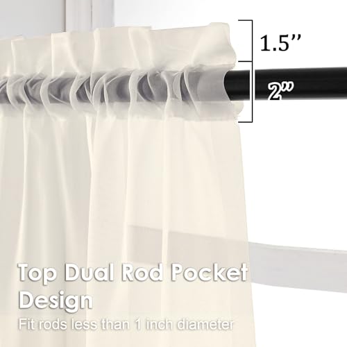 Cream Sheer Curtains 72 Inches Long 2 Panels (Cream / 42"W x 72"L (Pack of 2))