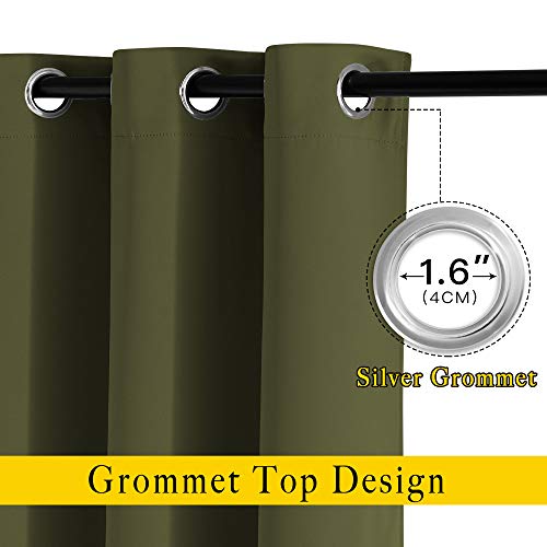 50% Room Darkening Olive Sliding Glass Curtains 2 Panels Set (Olive / 80"W x 84"L (Pack of 2))