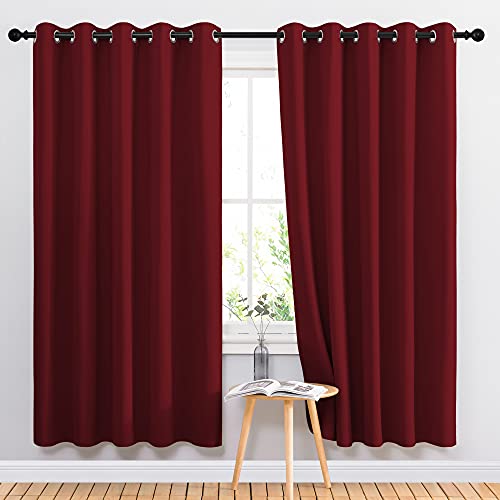 Blackout Curtain Panel Grommet (Burgundy Red / 66"W x 72"L (Pack of 2))