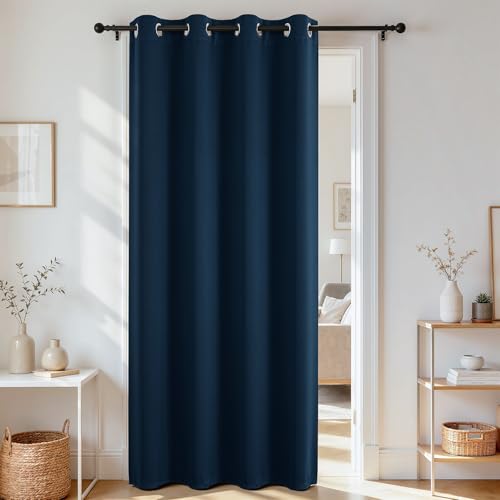 Door Curtain Blackout Curtains for Doorway Privacy Closet Drapes (Navy Blue / 40"W x 78"L (Pack of 1))