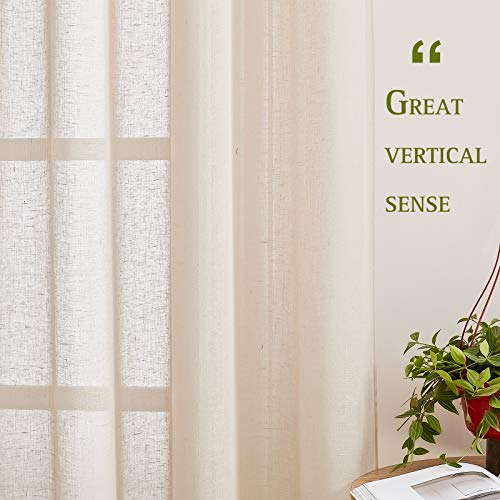 Beige Linen Sheer 48 inch Curtains (36"W x 48"L (Pack of 2) / Beige)