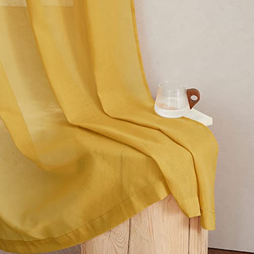 Citrine Linen Curtains 108 inches Long (52"W x 108"L (Pack of 2) / Citrine)