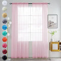 Solid Sheer Rod Pocket Curtain Voile Draperies 2 Panels White Beige Black Grey Coffee 52 Inch Width 45 Inch Long 1 Pair for Kitchen Bedroom Children Living Room Yard (Light Pink / 52"W x 45"L (Pack of 2))