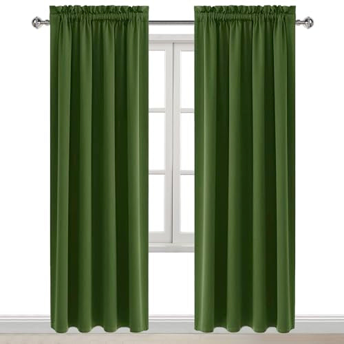 Blackout Curtains for Bedroom 42 x 84 Inch Long Olive Green 2 Panels (Olive Green / 42"W x 84"L (Pack of 2))