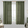 Linen Curtains 60 Inch Length 2 Panels (Olive Green / 34"W x 60"L (Pack of 2))