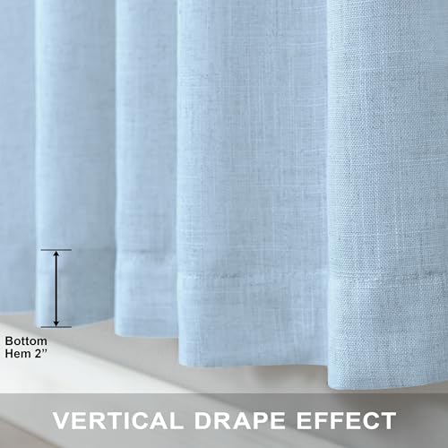 Light Blue Curtains 96 Inches Long for Living Room Back Tab Linen Light Filtering Modern Farmhouse Coastal Decor Baby Blue Cotton Textured Gauze Curtains for Dining Room Bedroom 52x96 Length Pale Blue (52"W x 96"L (Pack of 2) / Light Blue)