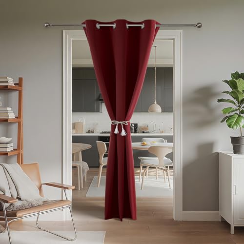 Door Curtain Blackout Curtains for Doorway Privacy Closet Drapes (Burgundy Red / 52"W x 84"L (Pack of 1))