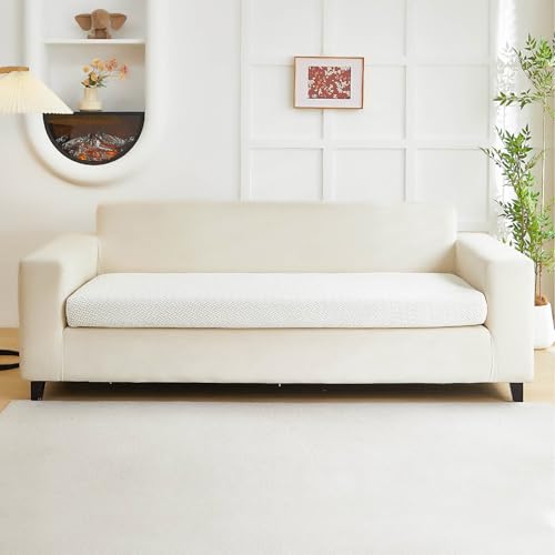 Couch Covers for 3 Cushion Sofa Pet Friendly Couch Cushion Covers Universal Sofa Covers Washable Stretch Slipcovers for Sectional Sofa (Texture Ivory White / Large Triple Seat Cover)