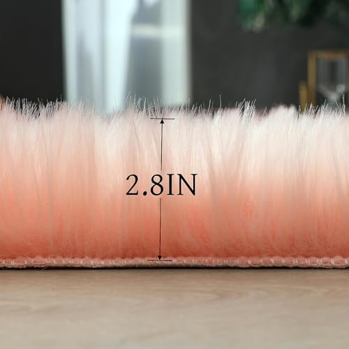 Faux Fur Sheepskin Rug (2' x 6' (Runner) / Pink)