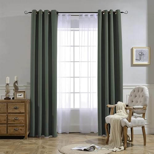 Living Room Curtains 84 inch Long (Dark Mallard / 52"W x 84"L (Pack of 2))