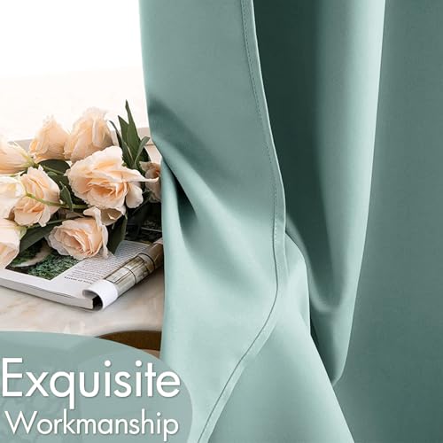 Aqua Blackout Bedroom Curtains Drapes 96 Inch Long 52"x96" (Aqua / 52"W x 96"L (Pack of 2))