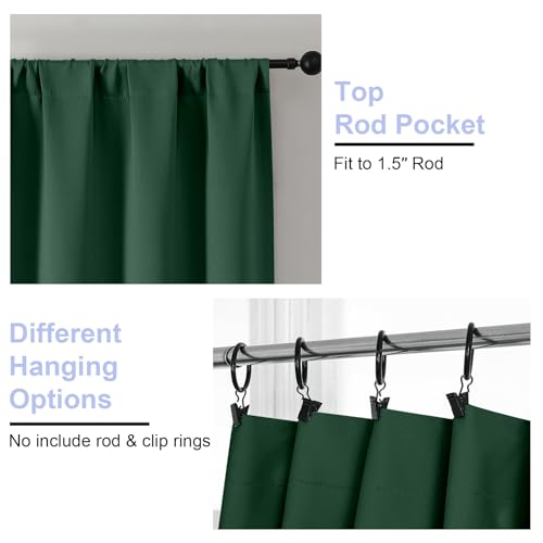 Ava Ever Green Short 24 Inches Blackout Curtain 2 Panels Set (Ever Green / 30"W x 24"L (Pack of 2))