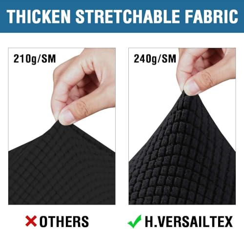 4 Piece Stretch Sofa Covers for 3 Cushion Couch Covers for Living Room Furniture Slipcovers (Large Plus / Black)