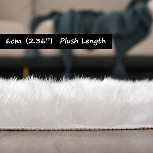 White Fluffy Fur Rug 4x6 Faux Sheepskin Fuzzy Shag White Rug for Bedroom Living Room Plush Washable Area Rug Rectangle (4' x 6' (Rectangular) / White)