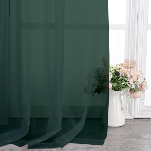Sheer Hunter Green Curtains 90 inches Long 2 Panels (Hunter Green / 42"W x 90"L (Pack of 2))