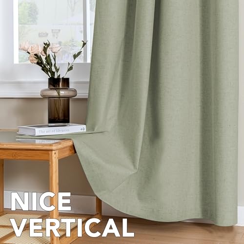 100% Blackout Linen Curtains 54" L 2 Panels Heathered Tea (Heathered Tea / 52"W x 54"L (Pack of 2))