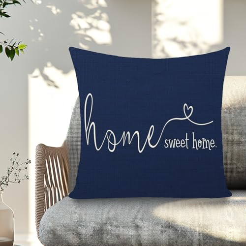 Home Sweet Home Quotes Farmhouse Pillow Covers 18x18 Inch (18" x 18" (Pack of 1) / Blue)