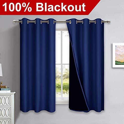 100% Blackout Curtains 54 inches Long (Royal Blue / 42"W x 54"L (Pack of 2))