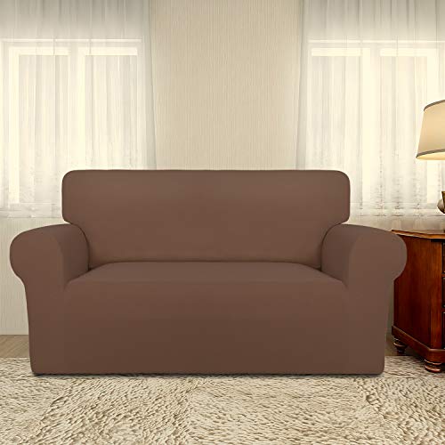 Stretch Loveseat Covers Fleece Couch Covers for Sofa Brown (Medium Loveseat / Brown)