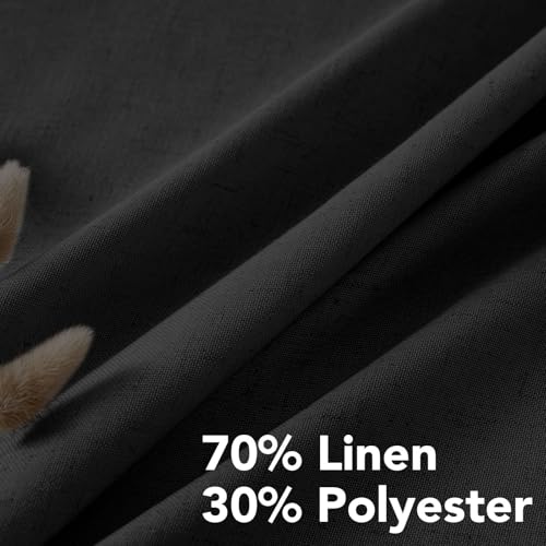 Living Room Linen Curtains Home Decorative Nickel Grommet Curtains Privacy Added Energy Saving Light Filtering Window Treatments Panels for Bedroom (52"W x 72"L (Pack of 2) / Heather Black)