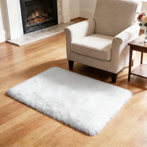 2x3 Area Rugs for Bedroom (White / 2' x 3' (Rectangular))