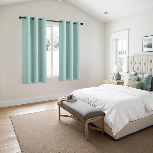 Blackout Curtains for Bedroom 2 Panels 40 x 54 Inch Long Aqua (Aqua / 40"W x 54"L (Pack of 2))