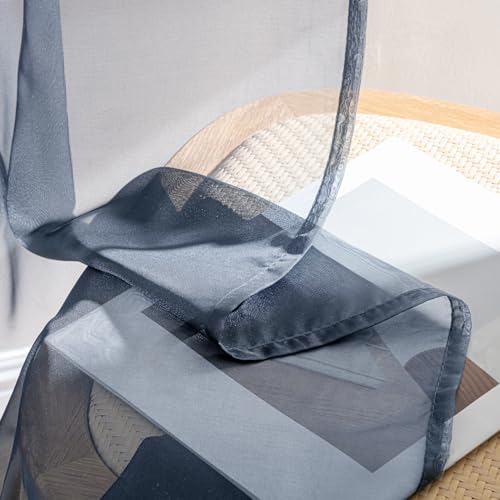 Navy Blue Sheer Curtains 84 Inches Long 4 Panels 42 x 84 Inches (42"W x 84"L (Pack of 4) / Navy Blue)