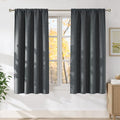 Charcoal Gray Faux Linen Room Darkening Rod Pocket Curtains 63 inch Length (Linen Charcoal Gray / 42"W x 63"L (Pack of 2))