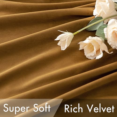 Gold Velvet Curtains 52x90 inches Luxury Blackout Curtains (Gold / 52"W x 90"L (Pack of 2))