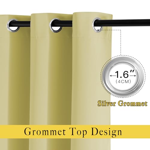 Room Darkening Curtains for Living Room (Paler Yellow / 52"W x 63"L (Pack of 2))