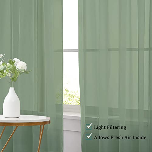Sage Green Sheer Curtains 72 Inch Length 2 Panels (Sage Green / 42"W x 72"L (Pack of 2))