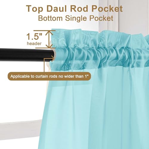 Aqua Sheer Curtains 30 inch Length 2 Panels (Aqua / 42"W x 30"L (Pack of 2))