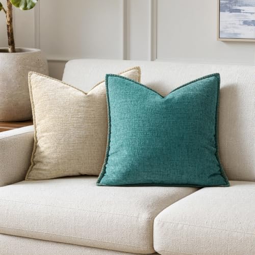 Decorative Couch Throw Pillow Covers 18x18 Inch Teal 2 Pack (Teal / 18" x 18" (Pack of 2))