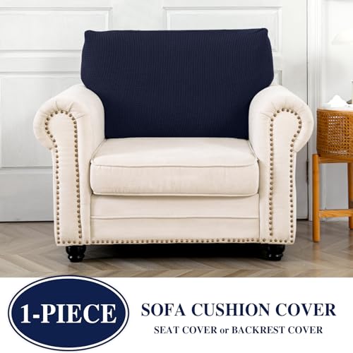 Couch Cushion Cover Seat Cushion Cover Stretch Armchair Cover Separate Sectional Sofa Slipcovers Furniture Protector (Navy / 1PC Seat Cover or Backrest)