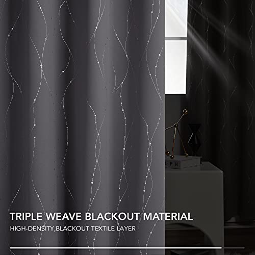 Living Room Curtains 84 Inches Long (Dark Grey/Wave Dots / 42"W x 84"L (Pack of 2))