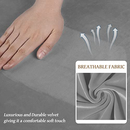 4 Piece Couch Cover for Sofa Velvet Sofa Cover Washable (Large / Silver Grey)