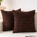 Pack of 2 Corduroy Decorative Throw Pillow Covers 22x22 Inch (Dark Brown / 22" x 22" (Pack of 2))