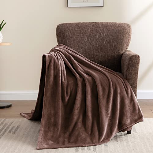 Fleece Blanket Soft Plush Twin Size Blanket Brown 60"x80" (Brown / Twin(60"x80"))