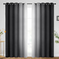 Ombre Black to Grey White Curtains for Living Room 70Wx84L (70"W x 84"L (Pack of 2) / Black)