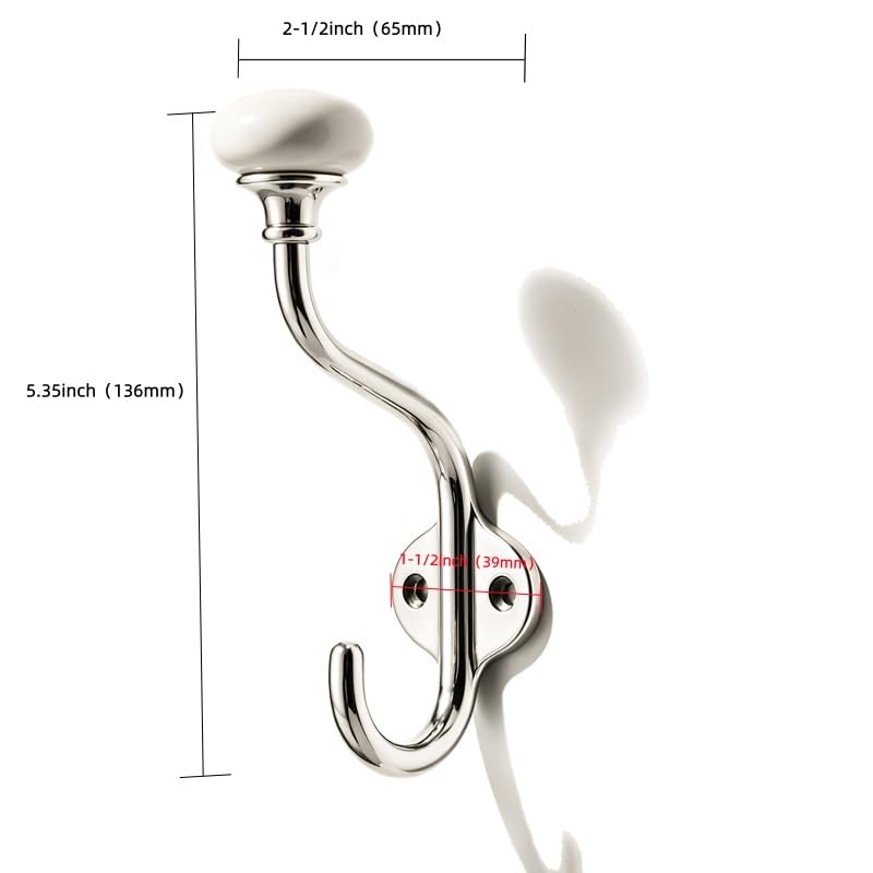 5 Pack Zinc Alloy Polished Nickel Coat Hooks Modern (Polished Nickel)